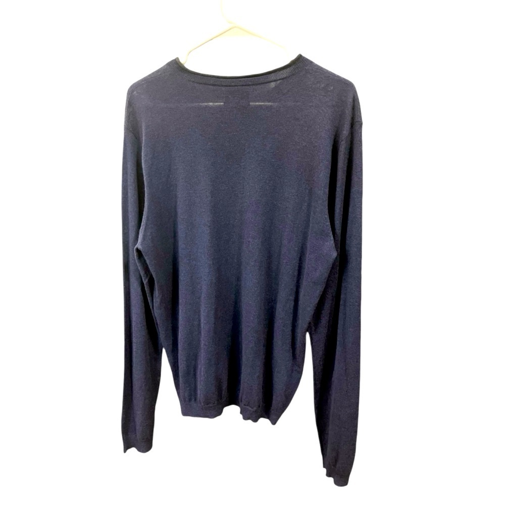 Armani Collezioni Cashmere Sweater Shallow VNeck, Size L, Navy Blue - Picture 7 of 7